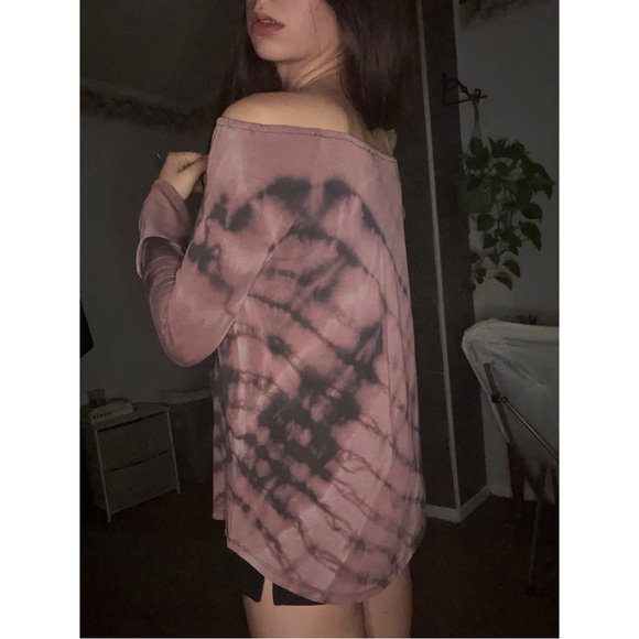 brown long sleeve bleach tie dye - Picture 2 of 3